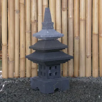 Japanese style Garden Lantern, made from Andesit Stone. Multipart. 55 cm Height, Roof is 25 cm width. 